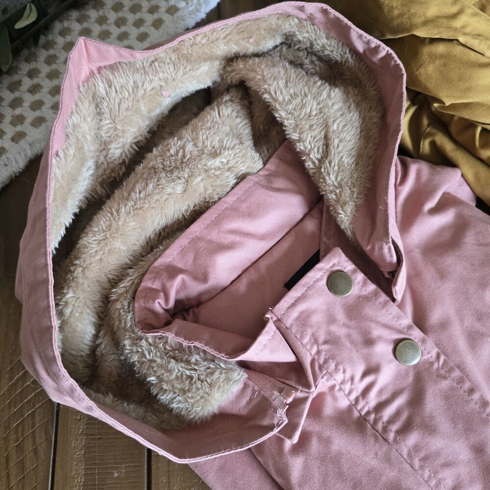 Love Tree Pink Hooded Vest Fur Lined Gorpcore Drawstring Feminine Utility Medium